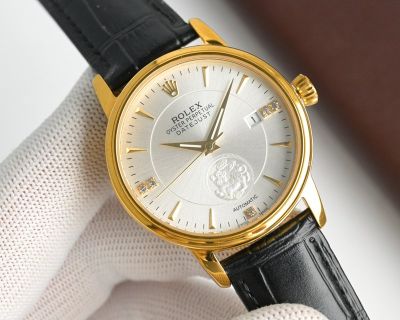 Rolex Datejust 8215 movement 40mm White Face WG/YG Case Italian Leather Band Watch